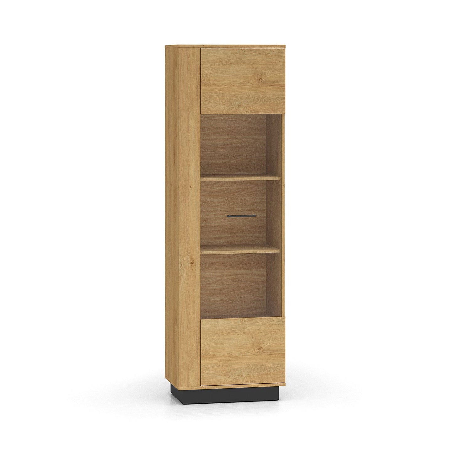 Vitrine en Chêne Élégant avec Base Noire - Design Moderne et Fonctionnalité Droite-Gauche - Decora Home