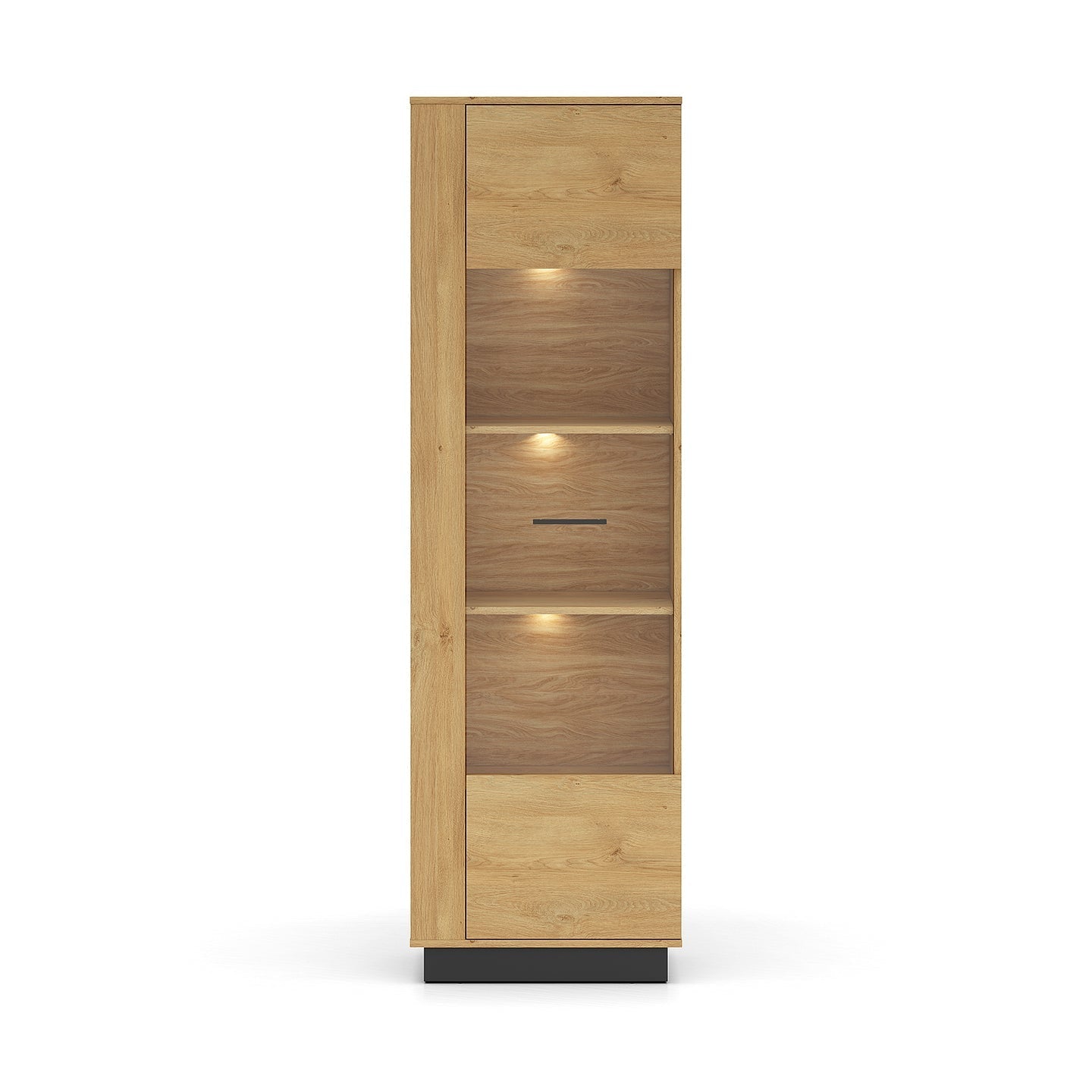 Vitrine en Chêne Élégant avec Base Noire   Design Moderne et Fonctionnalité Droite Gauche|Offre Limitée|Decora Home