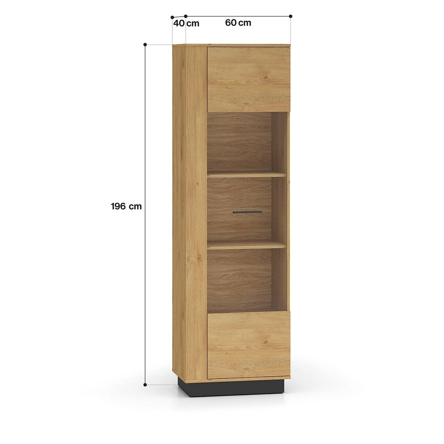 Vitrine en Chêne Élégant avec Base Noire - Design Moderne et Fonctionnalité Droite-Gauche - Decora Home