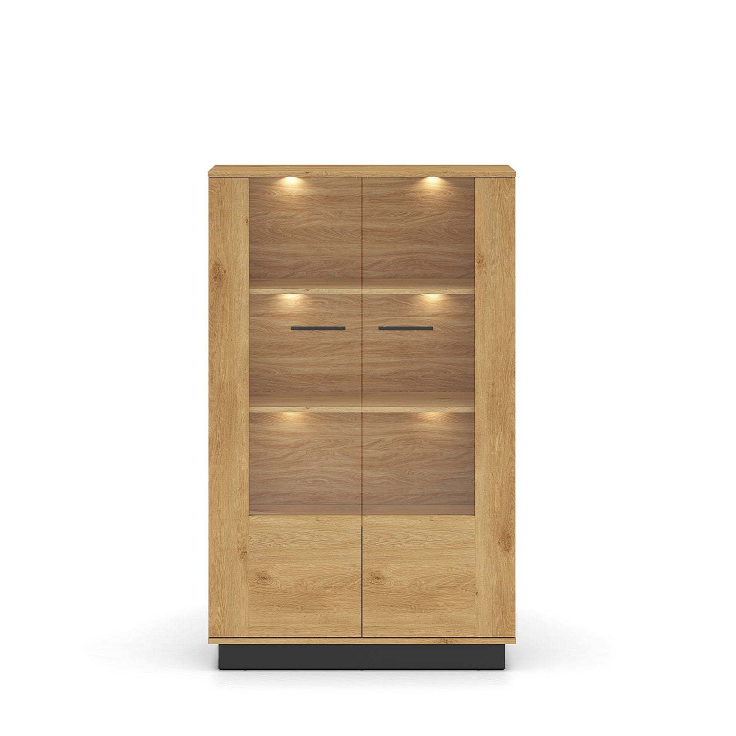 Vitrine  en Chêne Élégant avec Base Noire   Design Moderne et Sécurité Renforcée|Offre Limitée|Decora Home