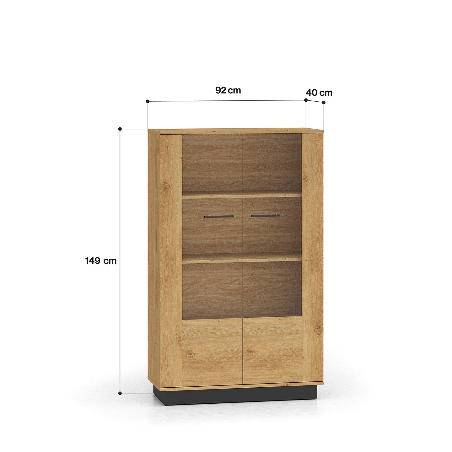 Vitrine  en Chêne Élégant avec Base Noire - Design Moderne et Sécurité Renforcée - Decora Home