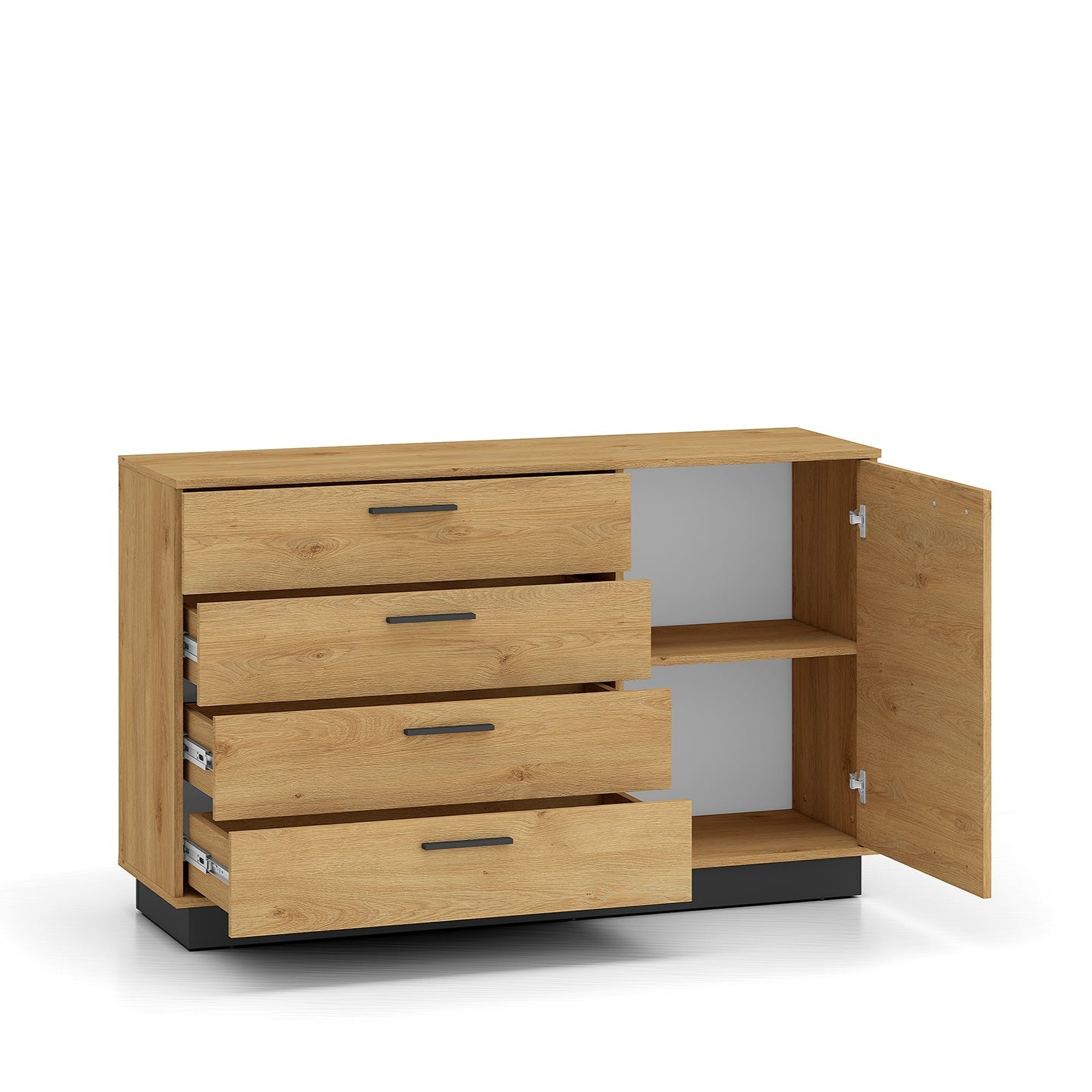 Commode, Buffet, Buffet en Chêne Élégant avec Base Noire - Style Moderne et Grande Capacité - Decora Home