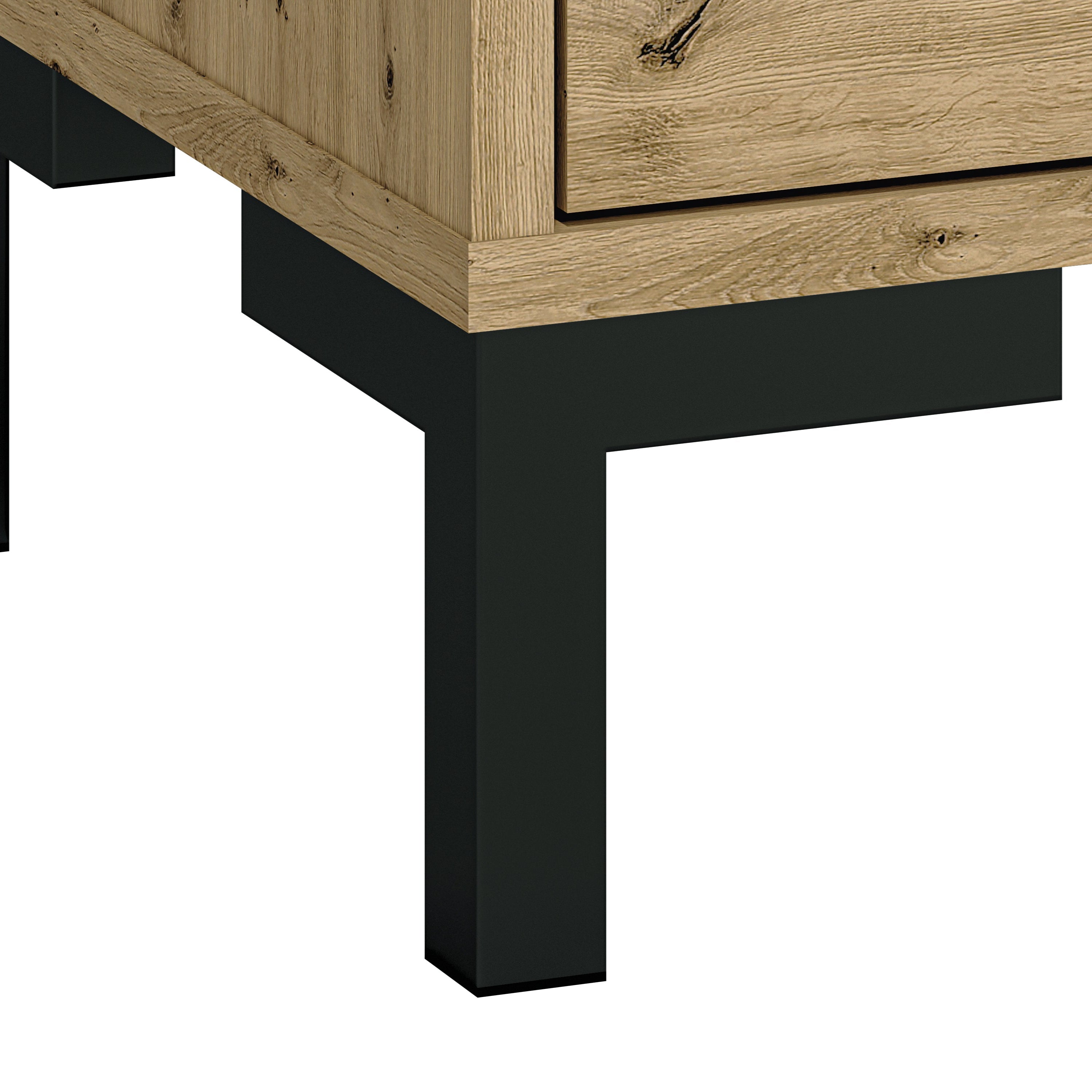 Commode, Buffet, Buffet bas en chêne artisanal – 3 portes, style contemporain et finition robuste - Decora Home