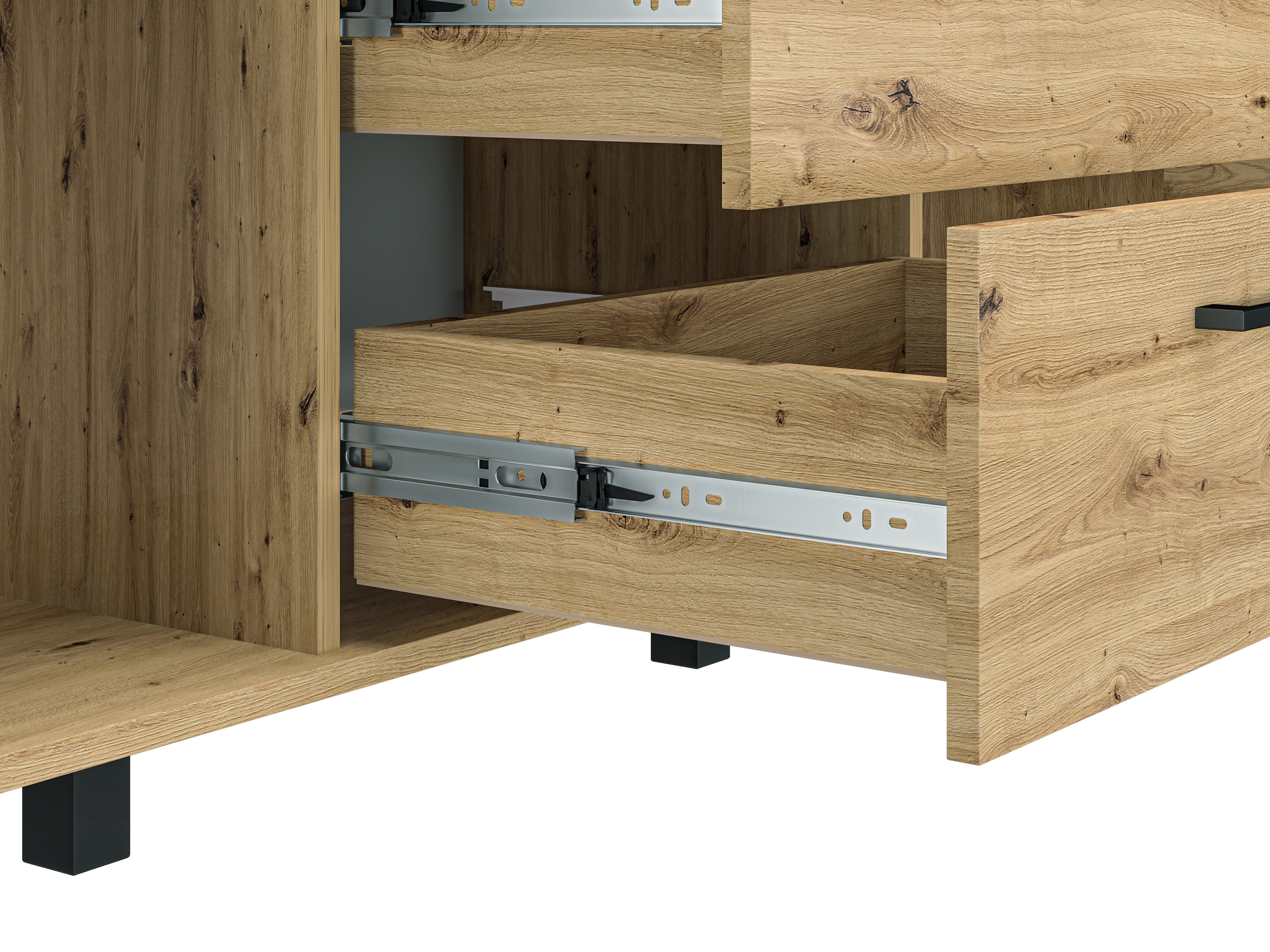 Commode, Buffet, Buffet bas en chêne artisanal – 3 portes, style contemporain et finition robuste - Decora Home