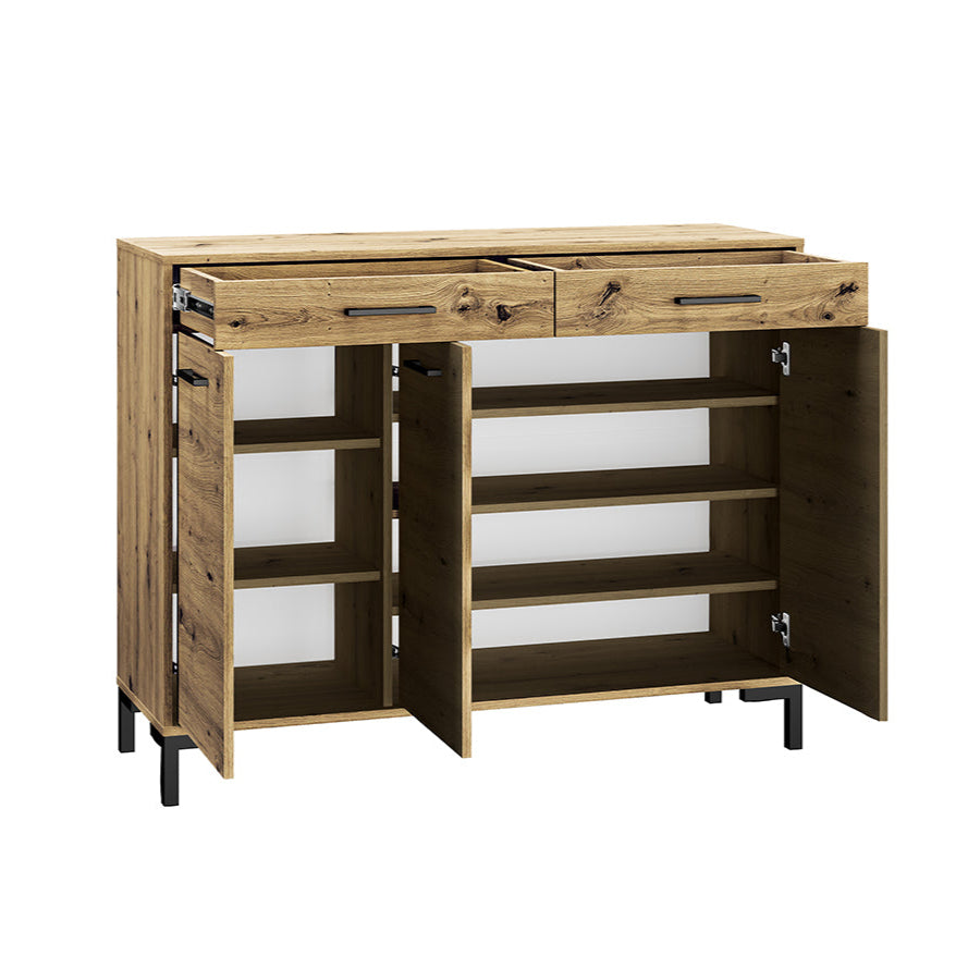 Meuble à chaussures en chêne artisanal – Rangement pratique et design robuste - Decora Home