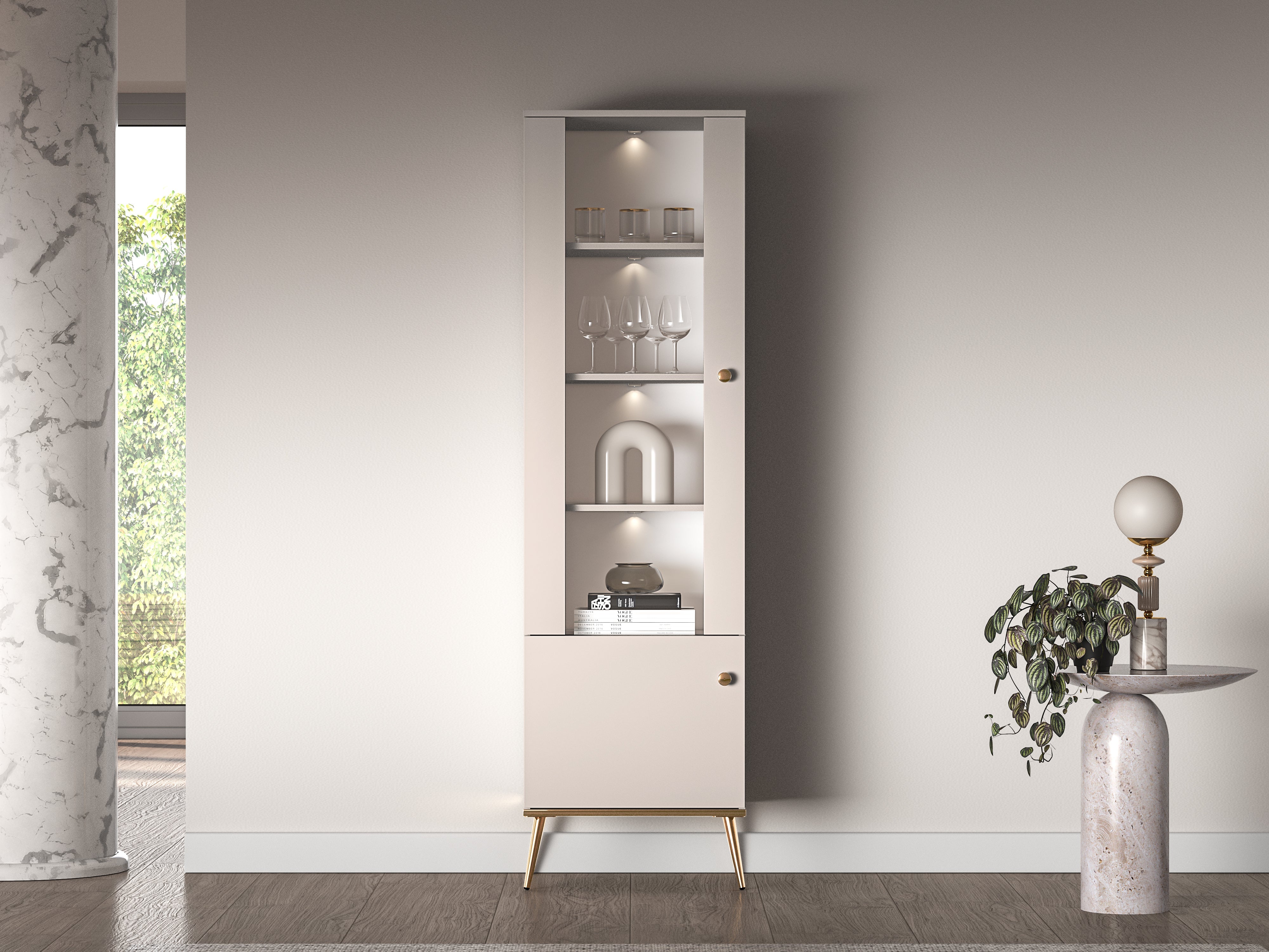 Vitrine - Élégance Moderne en Cachemire avec Pieds Dorés - Decora Home