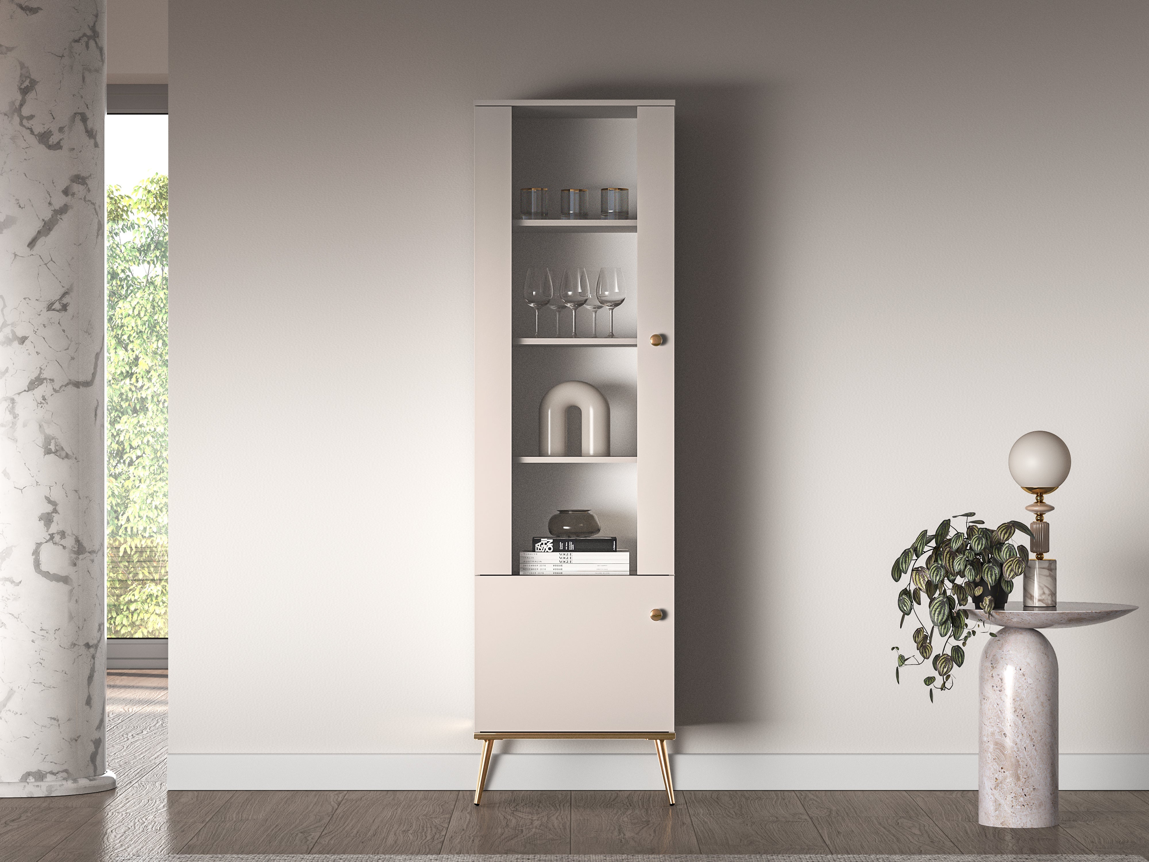 Vitrine   Élégance Moderne en Cachemire avec Pieds Dorés|Offre Limitée|Decora Home