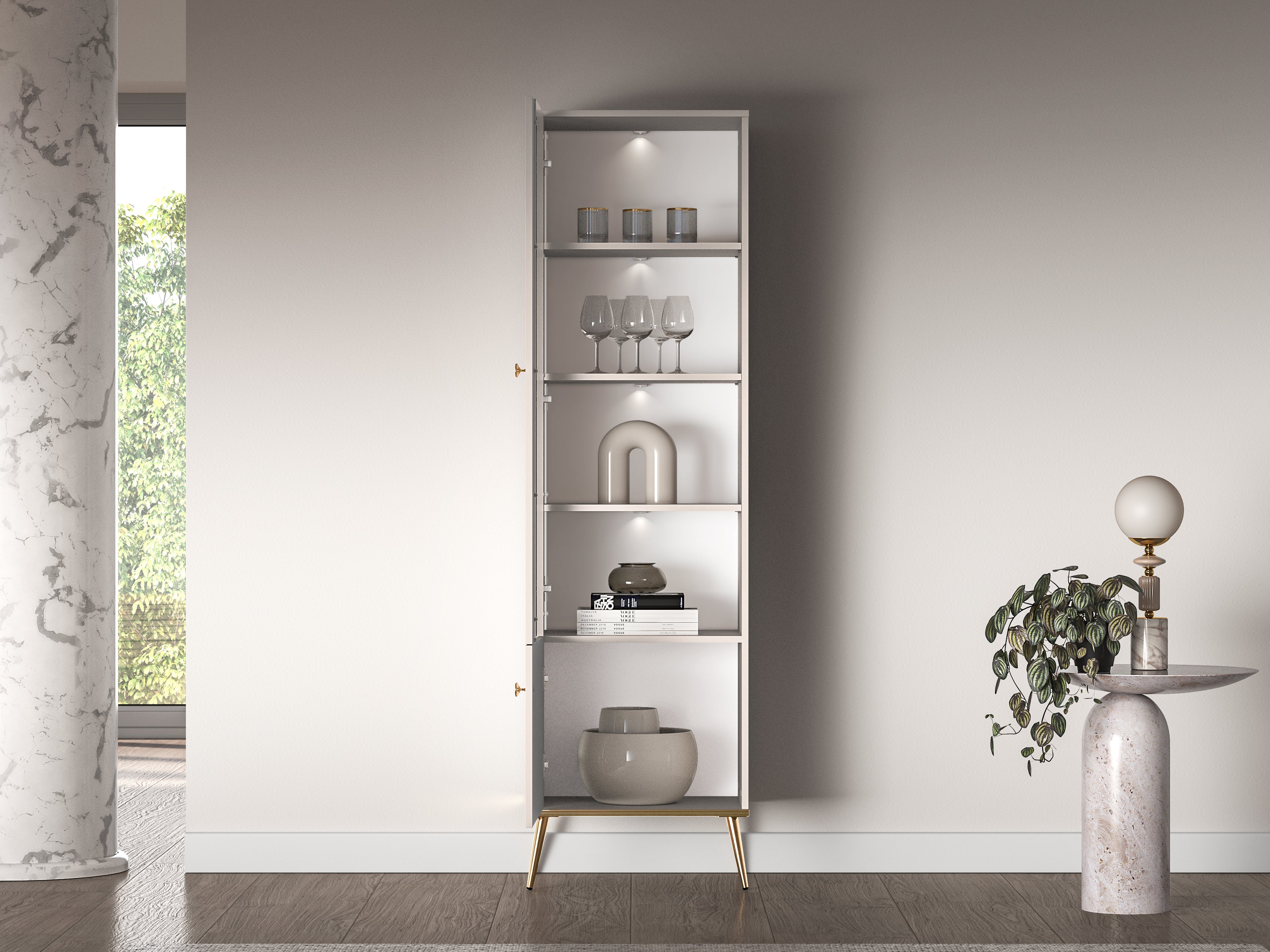 Vitrine - Élégance Moderne en Cachemire avec Pieds Dorés - Decora Home