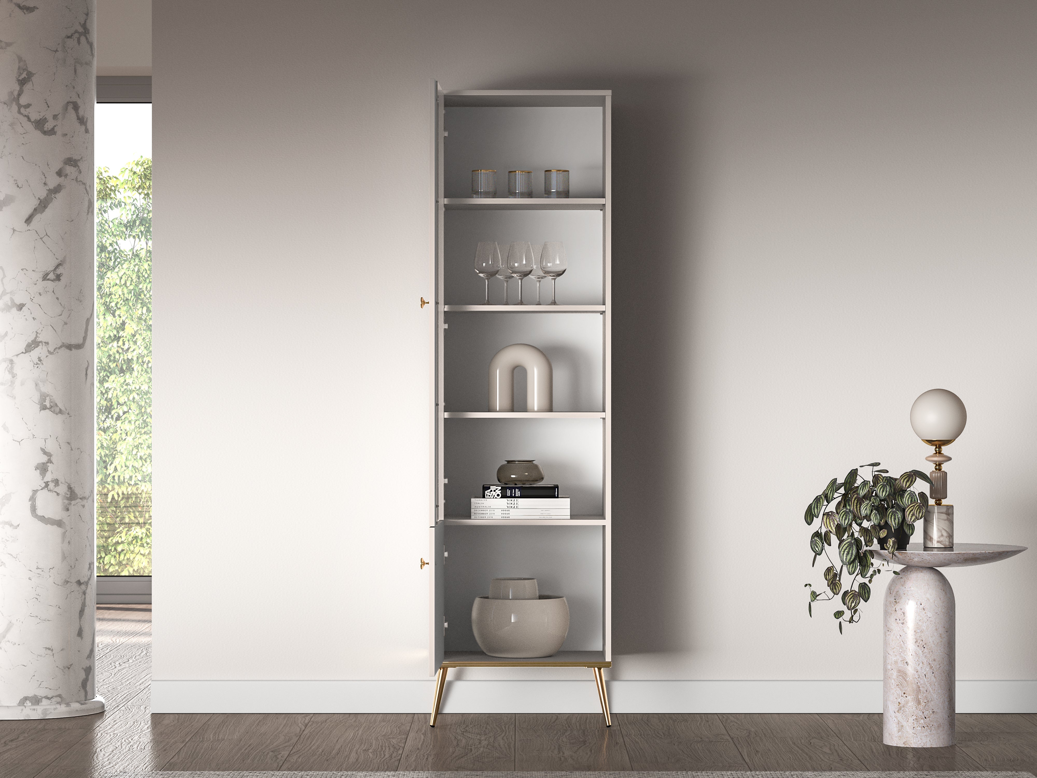 Vitrine - Élégance Moderne en Cachemire avec Pieds Dorés - Decora Home