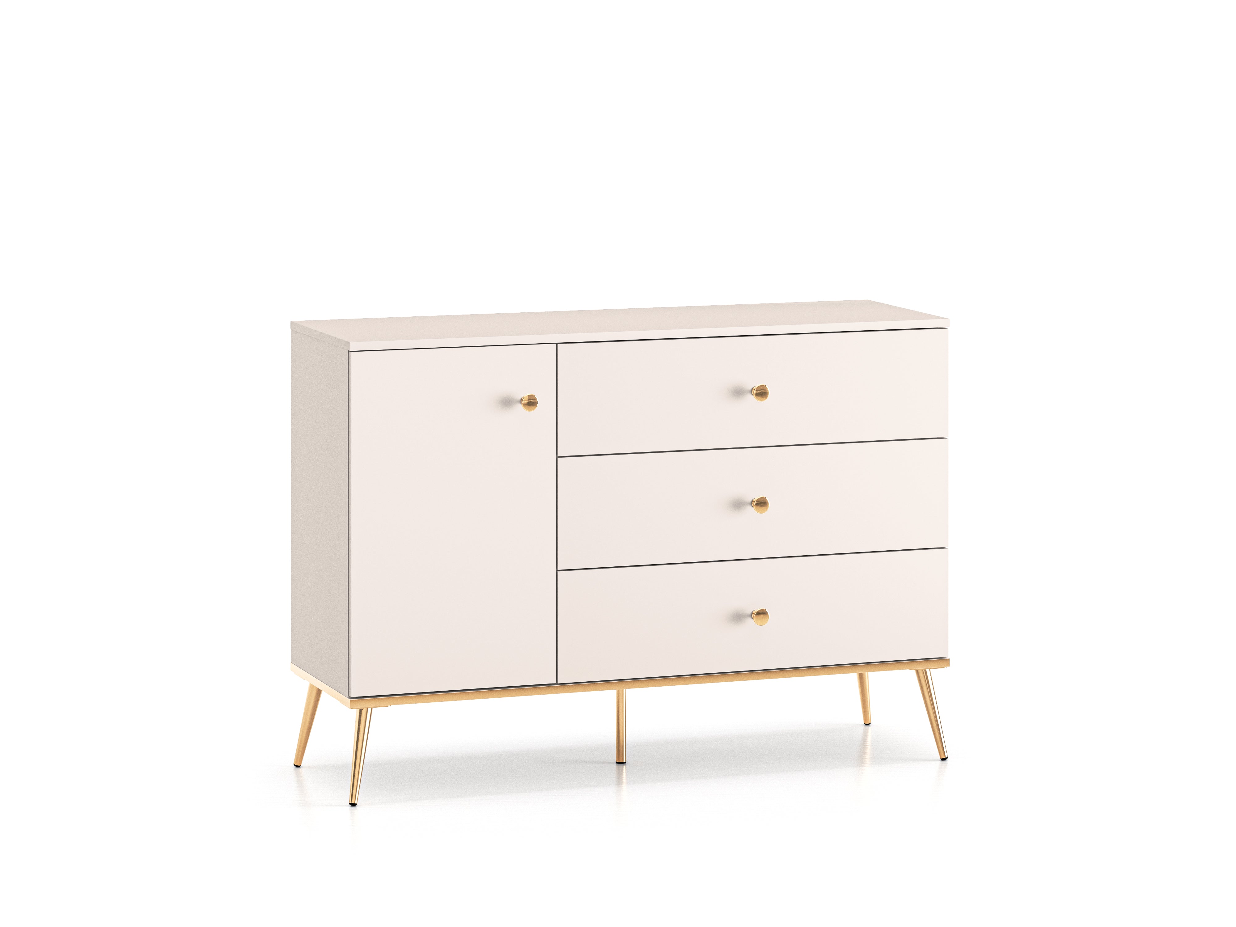 Commode, Buffet  - Design Cachemire avec Tiroirs Profonds et Pieds Dorés - Decora Home