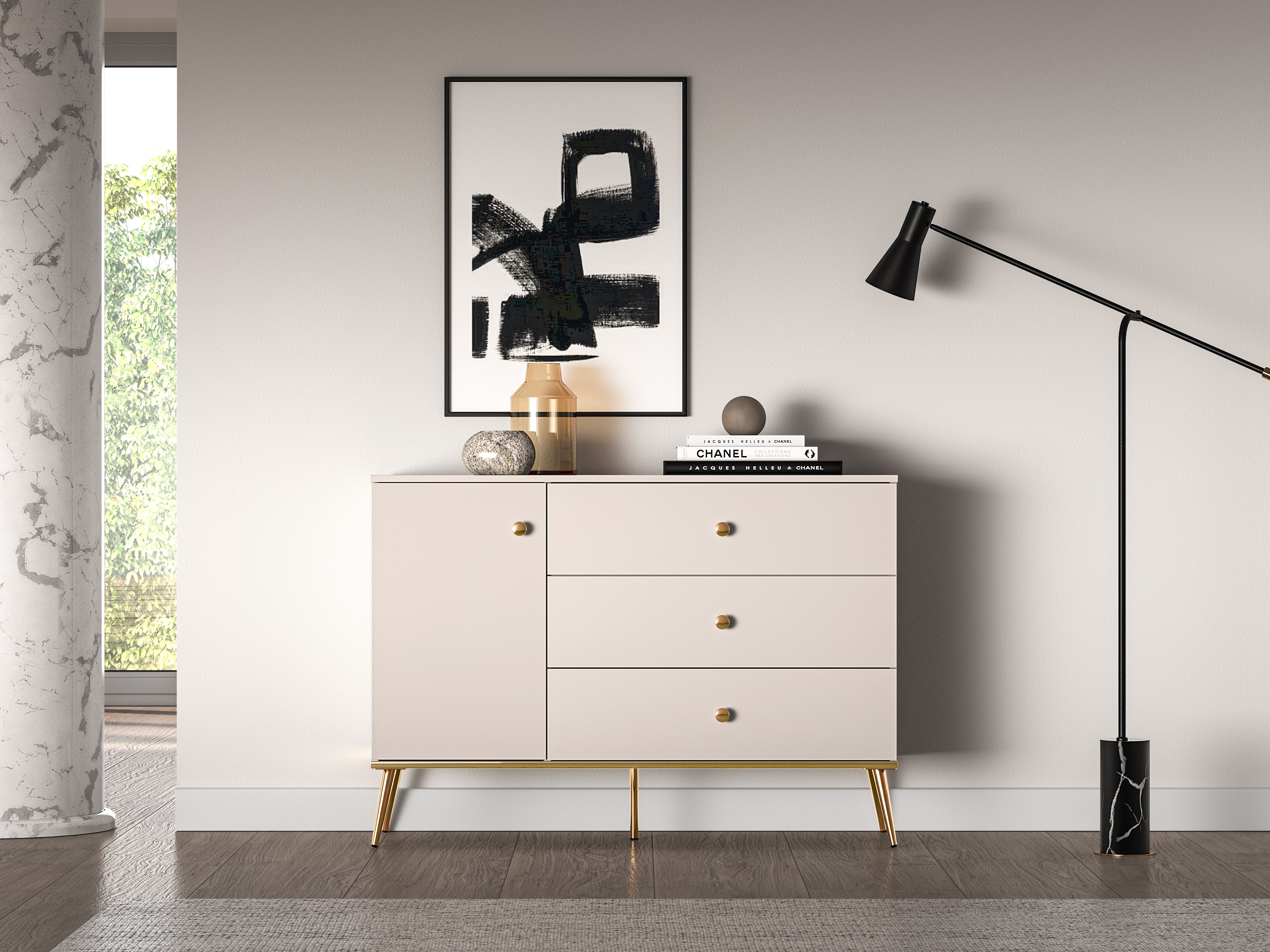 Commode  - Design Cachemire avec Tiroirs Profonds et Pieds Dorés|Offre Limitée|Decora Home