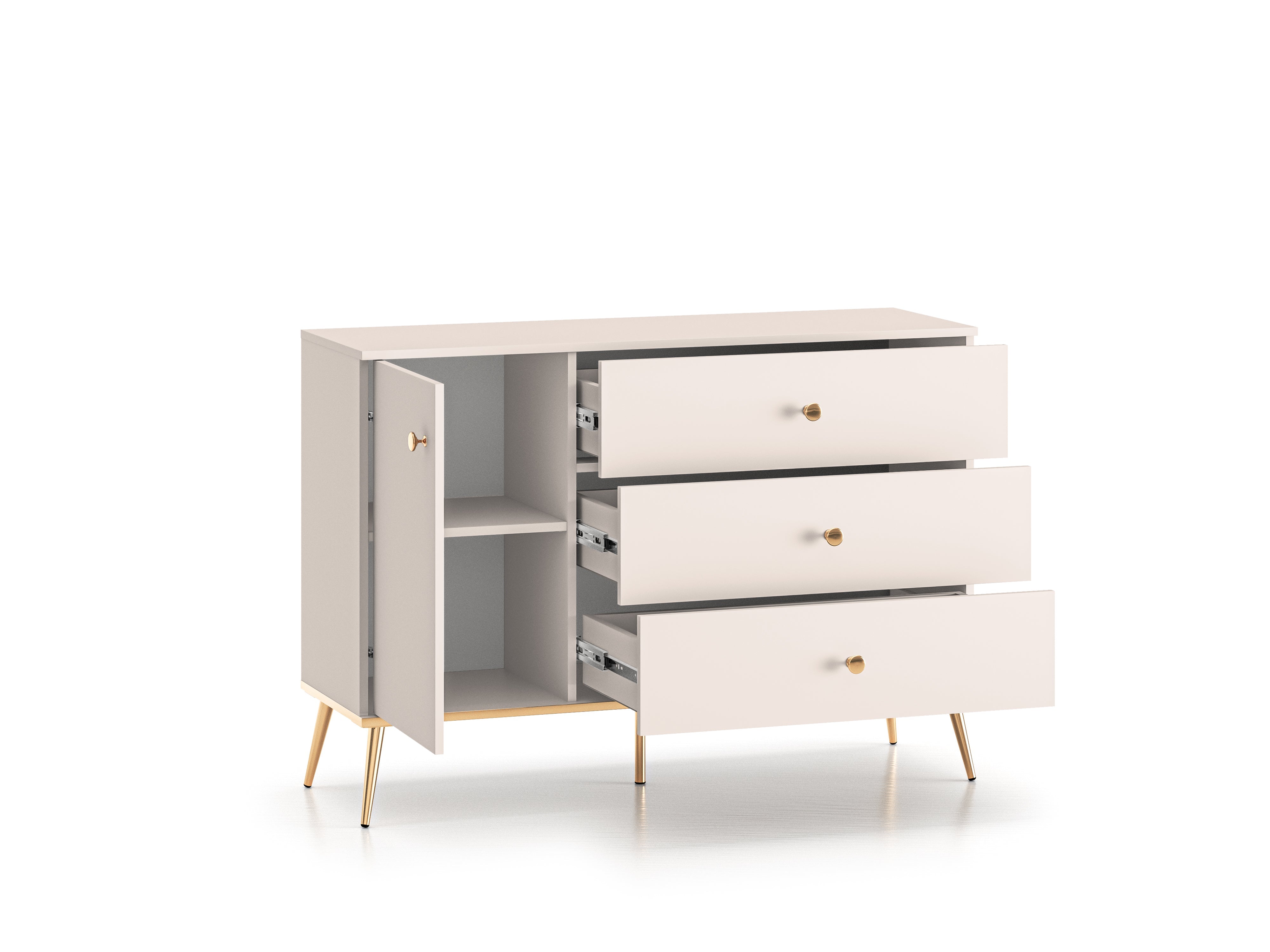 Commode, Buffet  - Design Cachemire avec Tiroirs Profonds et Pieds Dorés - Decora Home