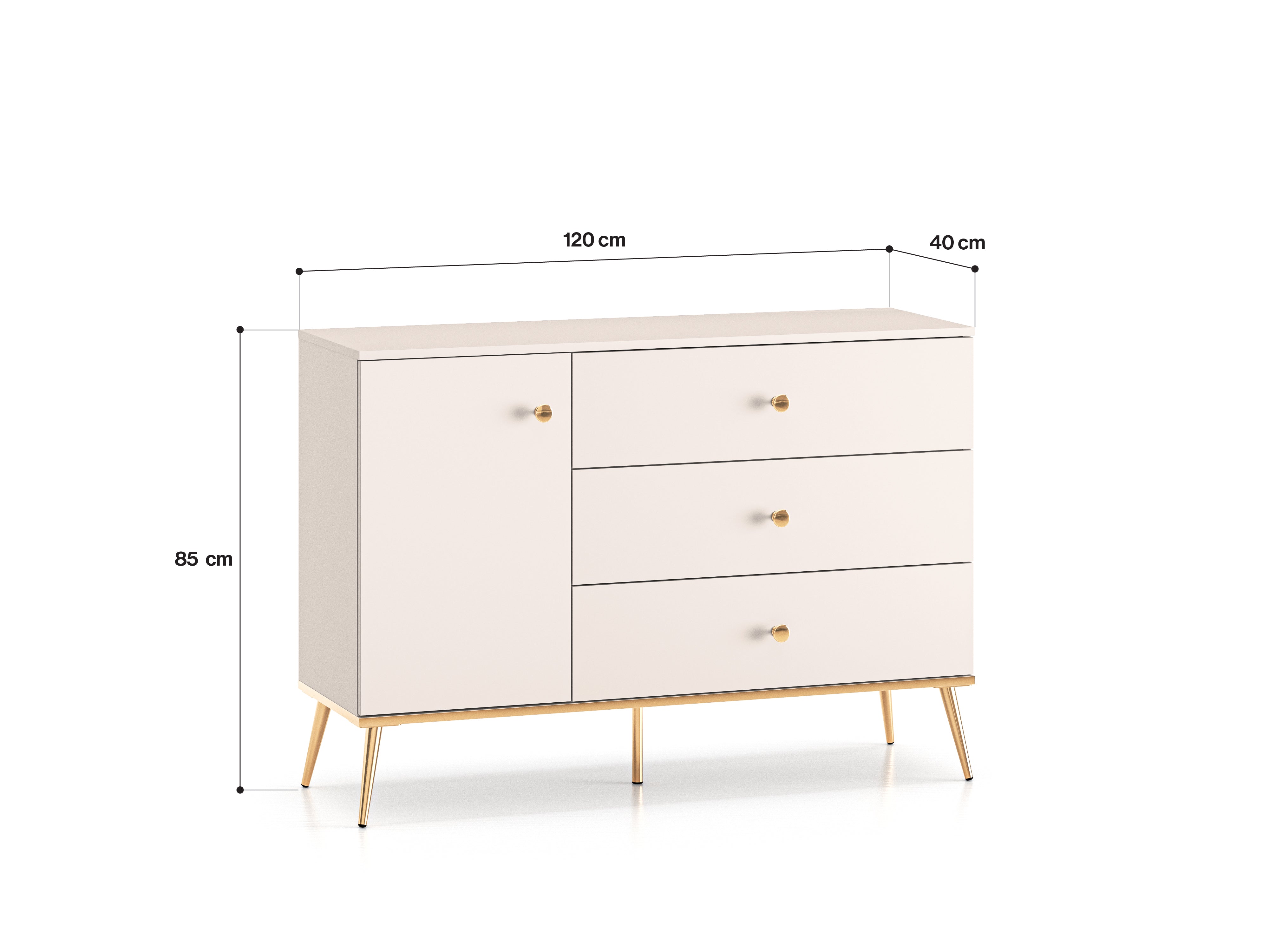 Commode, Buffet  - Design Cachemire avec Tiroirs Profonds et Pieds Dorés - Decora Home