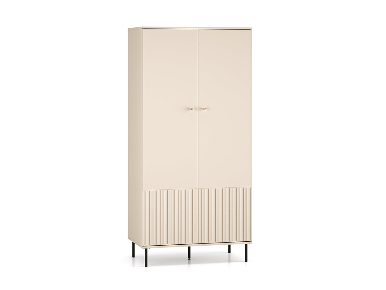Armoire en MDF Cachemire avec Barre de Suspension & Finitions en Or Brossé - Decora Home