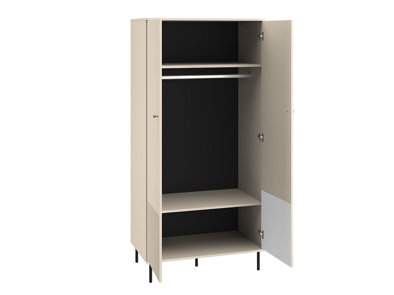 Armoire en MDF Cachemire avec Barre de Suspension & Finitions en Or Brossé - Decora Home