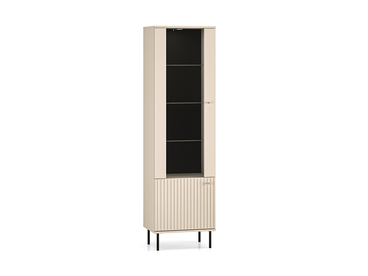Vitrine Sofina avec MDF Cachemire & Finitions en Or Brossé - Decora Home