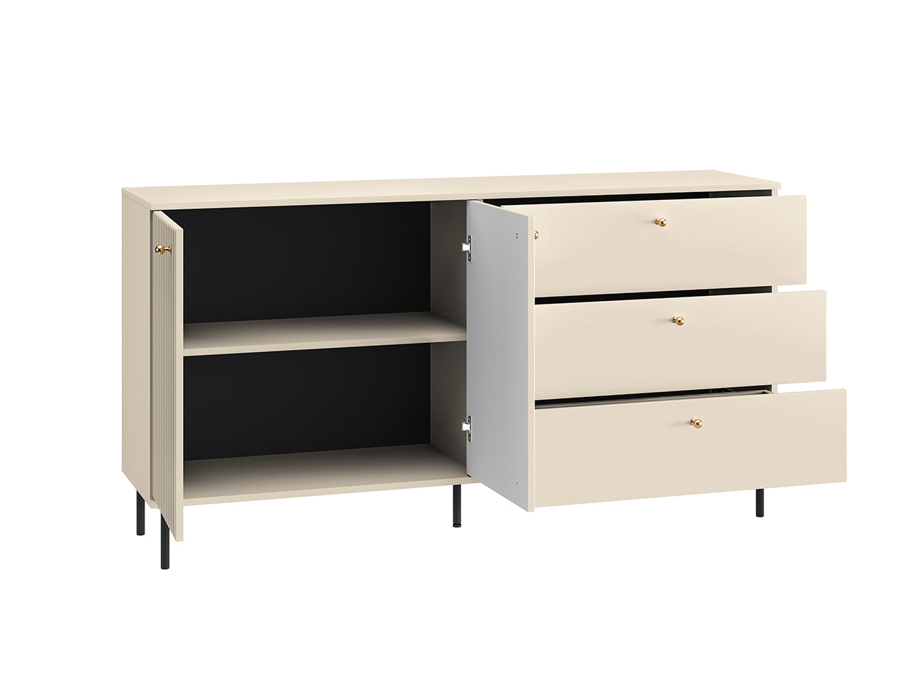 Commode, Buffet Cachemire avec Tiroirs Profonds & Finitions en Or Brossé - Decora Home