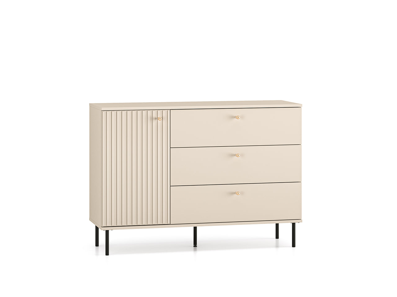 Commode, Buffet en MDF Cachemire avec Tiroirs Profonds & Finitions en Or Brossé - Decora Home