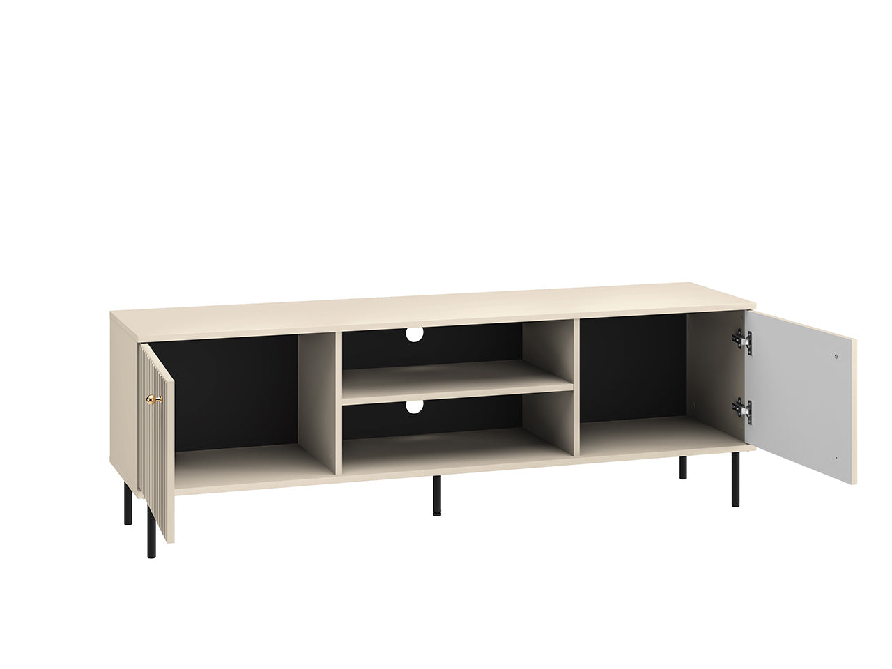 Meuble TV bois couleur Cachemire avec Compartiments Spacieux et Finitions en Or Brossé - Decora Home