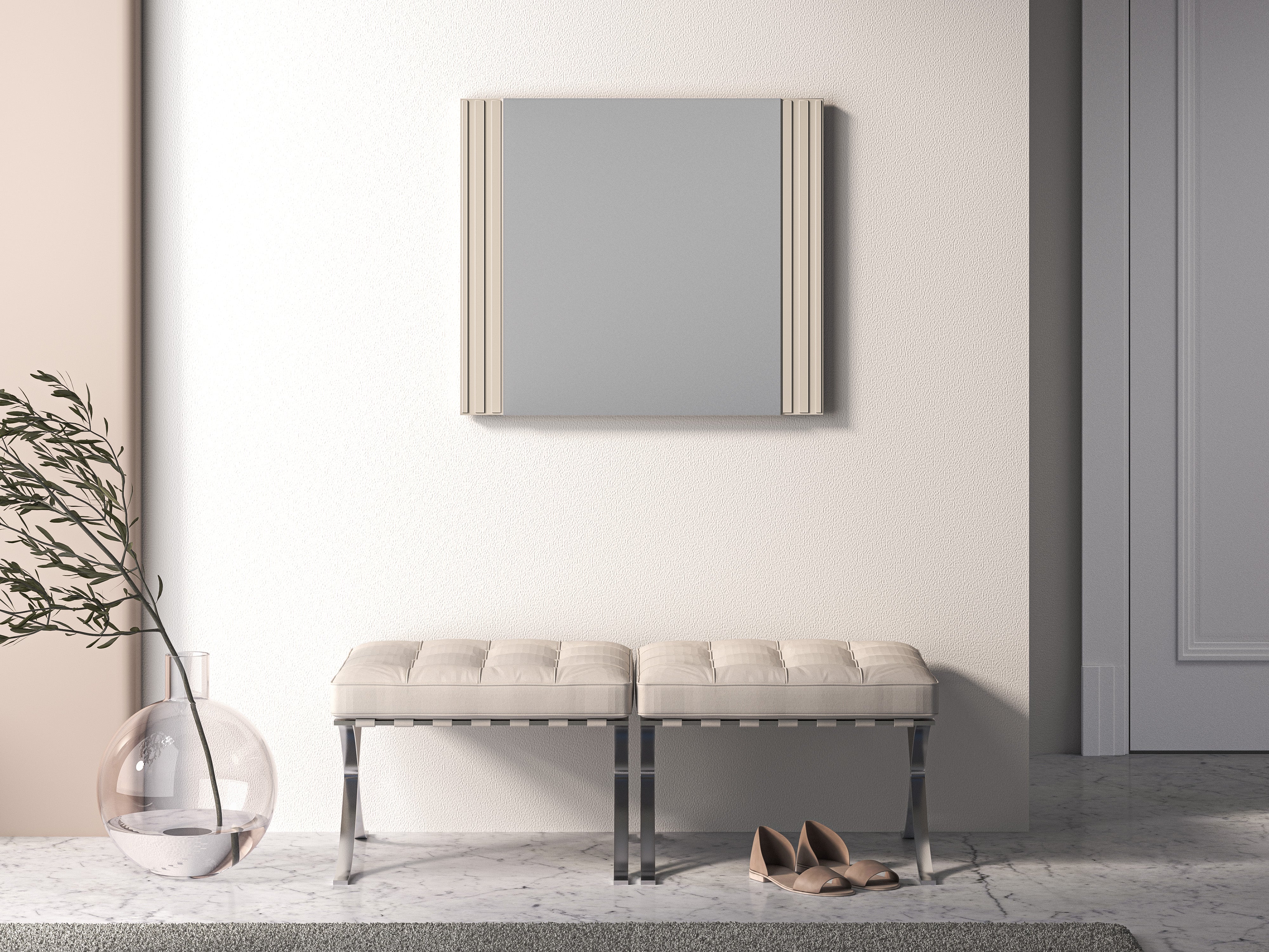 Miroir en MDF Cachemire avec Décor Fraisé pour Chambre Moderne|Offre Limitée|Decora Home