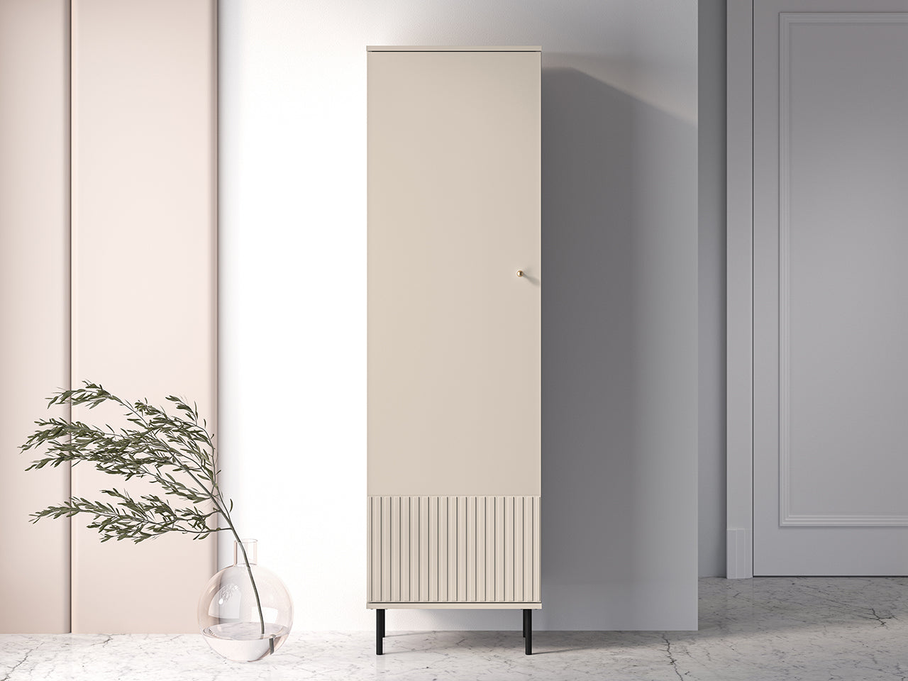 Armoire Sofina en MDF Cachemire avec Cintre Extensible et Étagères Pratiques|Offre Limitée|Decora Home