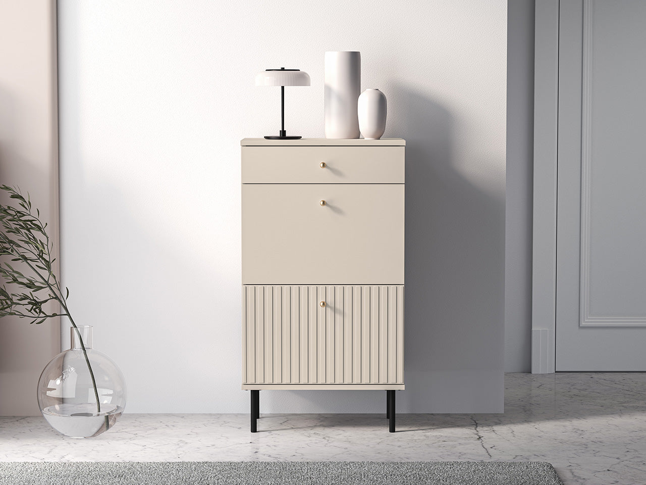 Meuble à Chaussures en MDF Cachemire avec Tiroir à Extension Complète et Rabats Pratiques|Offre Limitée|Decora Home