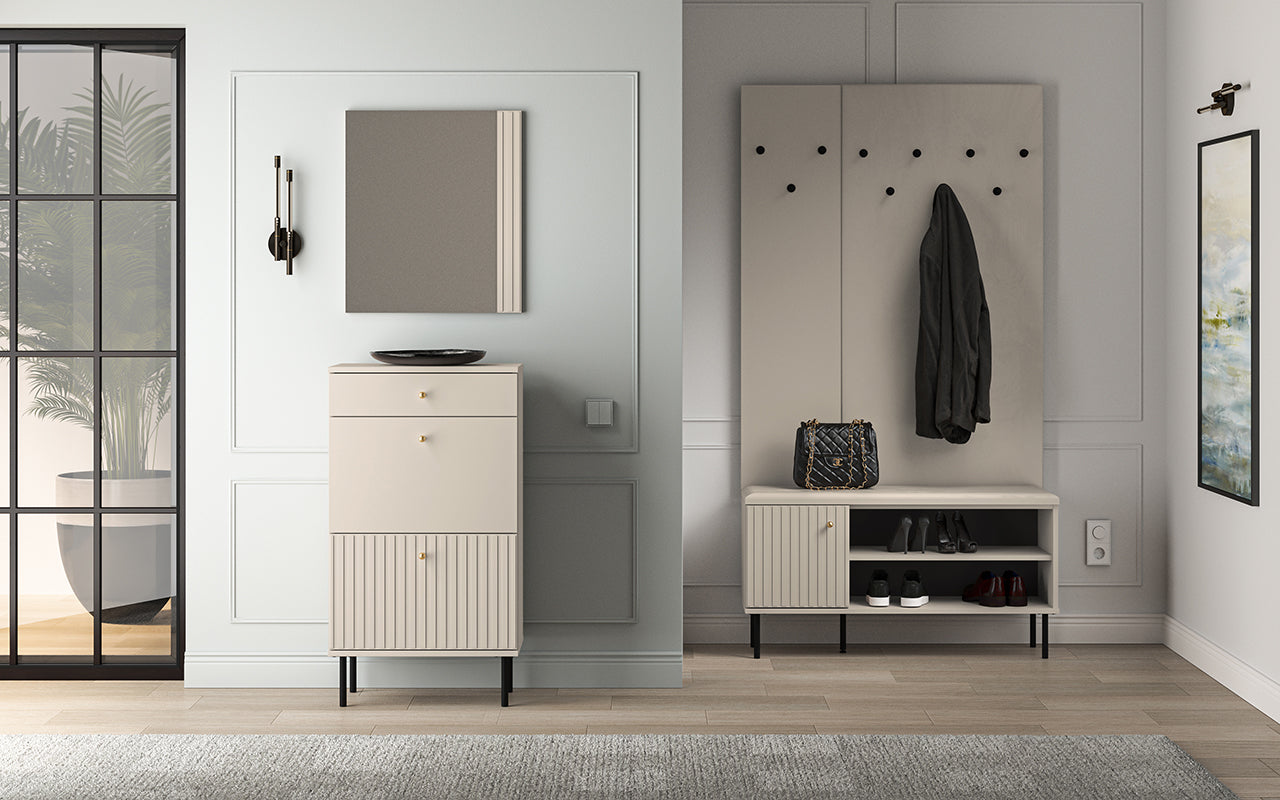 Meuble à Chaussures en MDF Cachemire avec Tiroir à Extension Complète et Rabats Pratiques - Decora Home