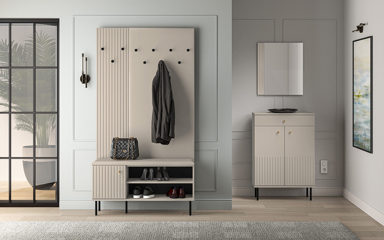 Meuble à Chaussures Sofina avec Siège Rembourré - MDF Cachemire - Decora Home