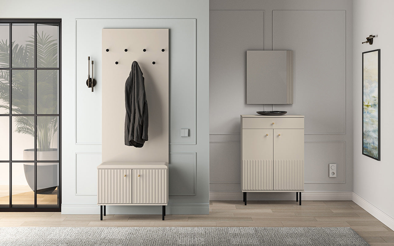 Meuble à Chaussures Sofina avec Siège Rembourré - MDF Cachemire - Decora Home