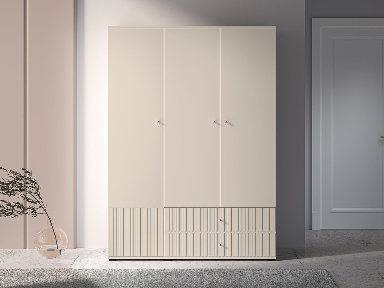 Armoire Moderne en Cachemire avec Finitions en MDF Fraisé|Offre Limitée|Decora Home
