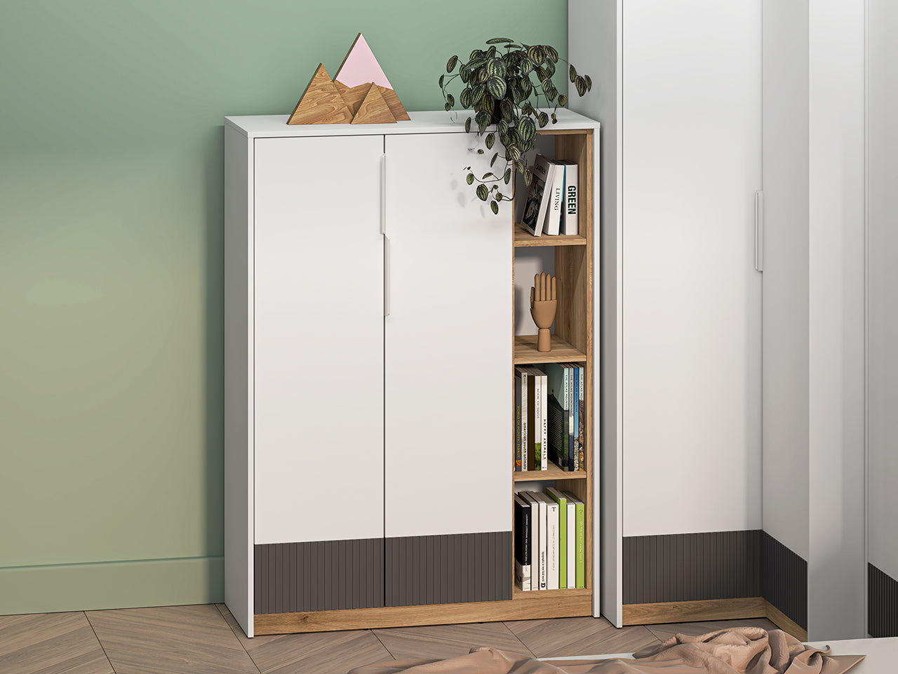 Buffet enfant  Moderne Blanc, Graphite Mat & Chêne Castello – Élégance et Résistance|Offre Spéciale|Decora Home