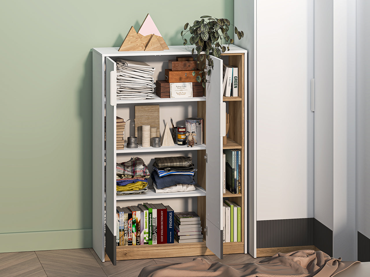 Commode, Buffet, Buffet enfant  Moderne Blanc, Graphite Mat & Chêne Castello – Élégance et Résistance - Decora Home