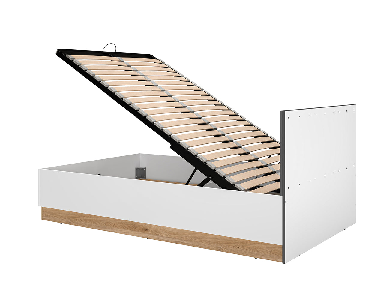 Lit Chambre Adulte avec Cadre – Design Blanc et Bois Chêne - Decora Home