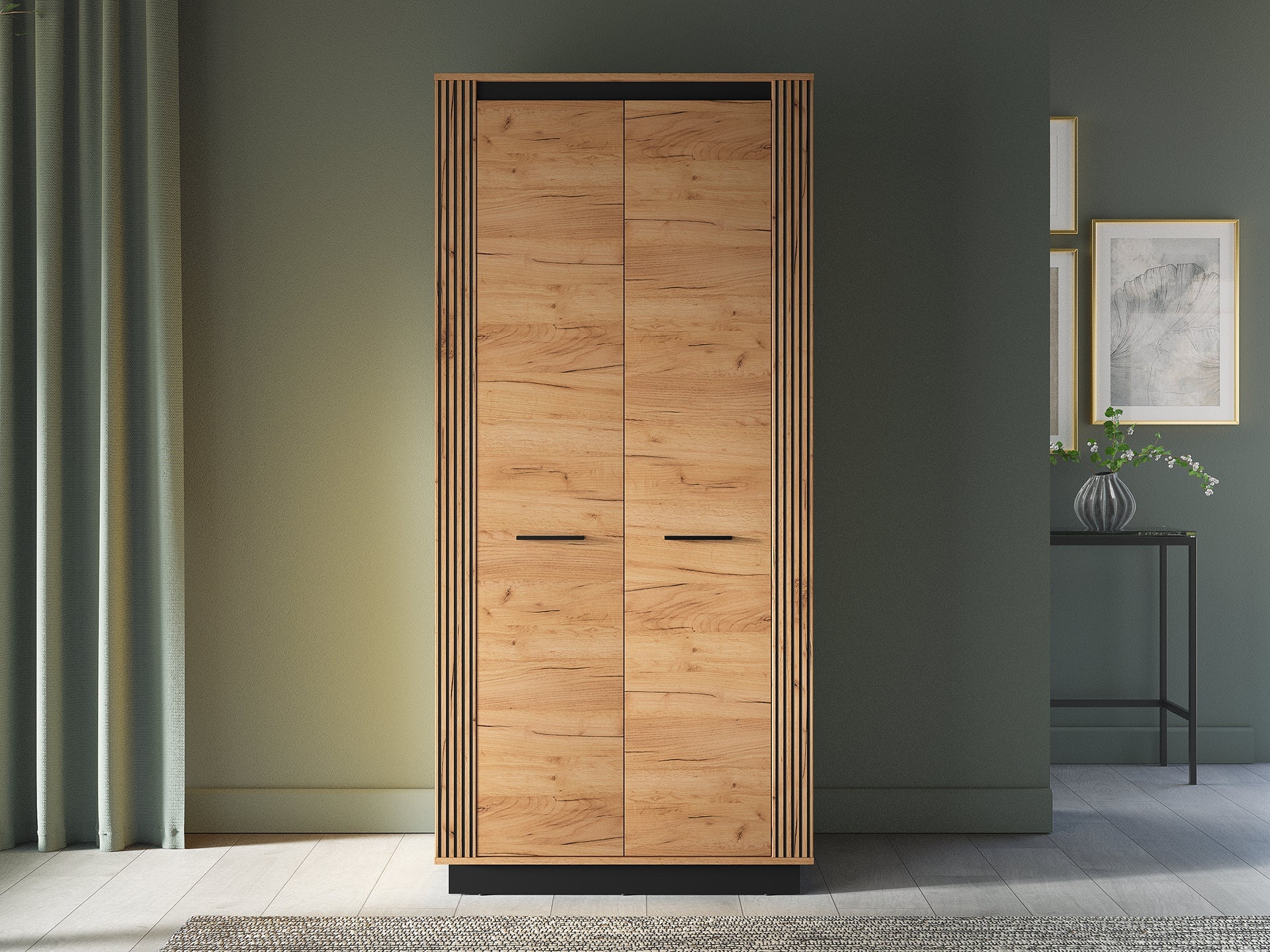 Armoire Moderne en Chêne Craft Gold et Noir   Design Élégant et Résistant pour un Rangement Optimal|Offre Limitée|Decora Home