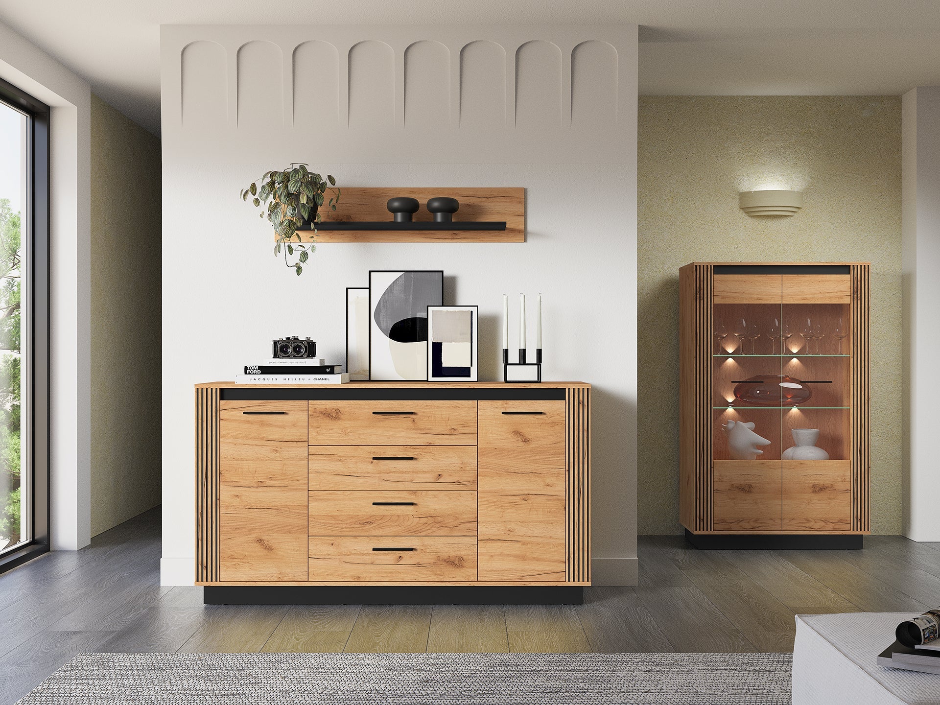 Étagère en Chêne Craft Or + Noir – Design Moderne et Fonctionnalité - Decora Home