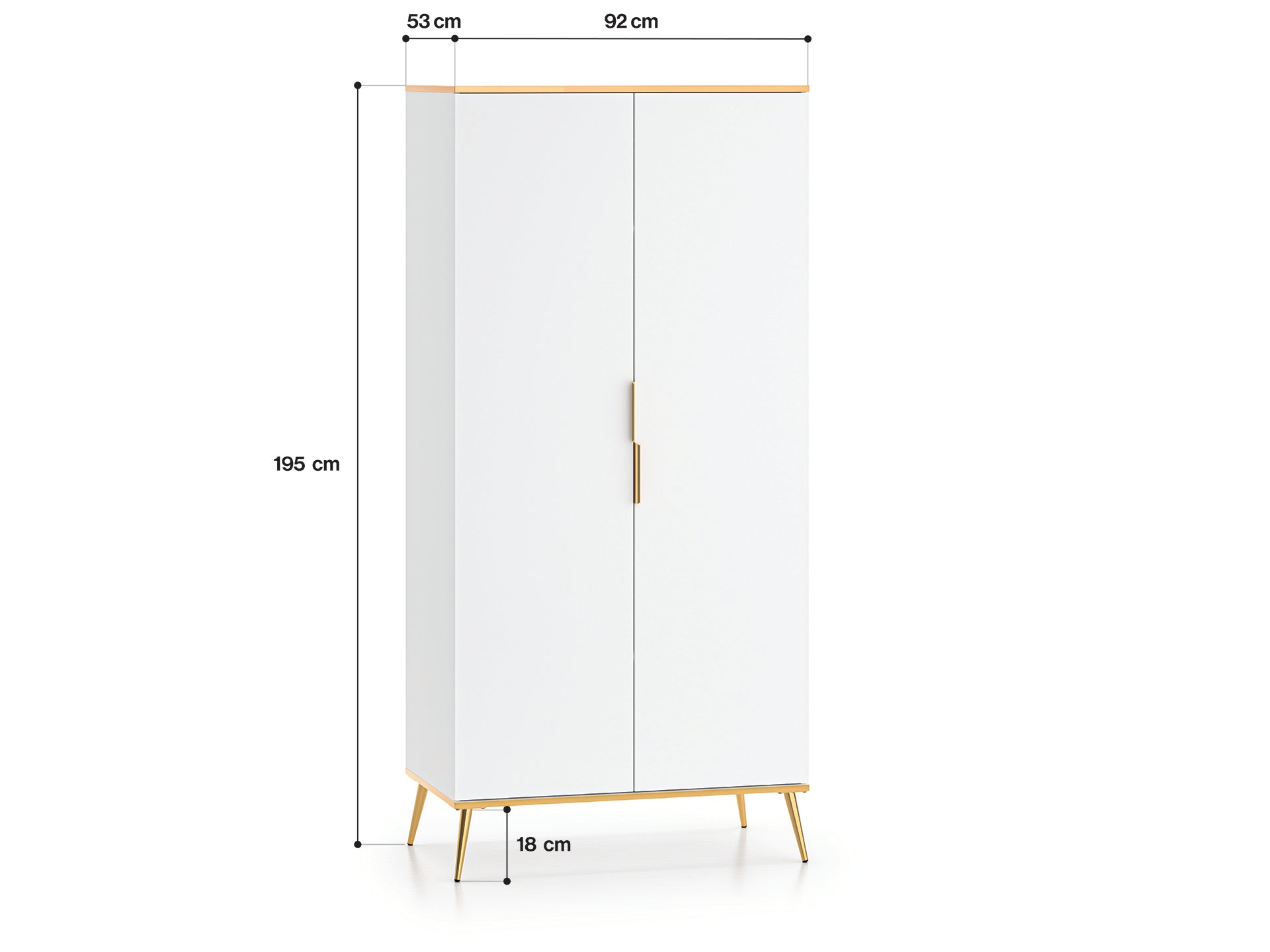 Armoire en bois blanc laqué mat avec structure dorée – Rangement moderne avec fermeture silencieuse - Decora Home