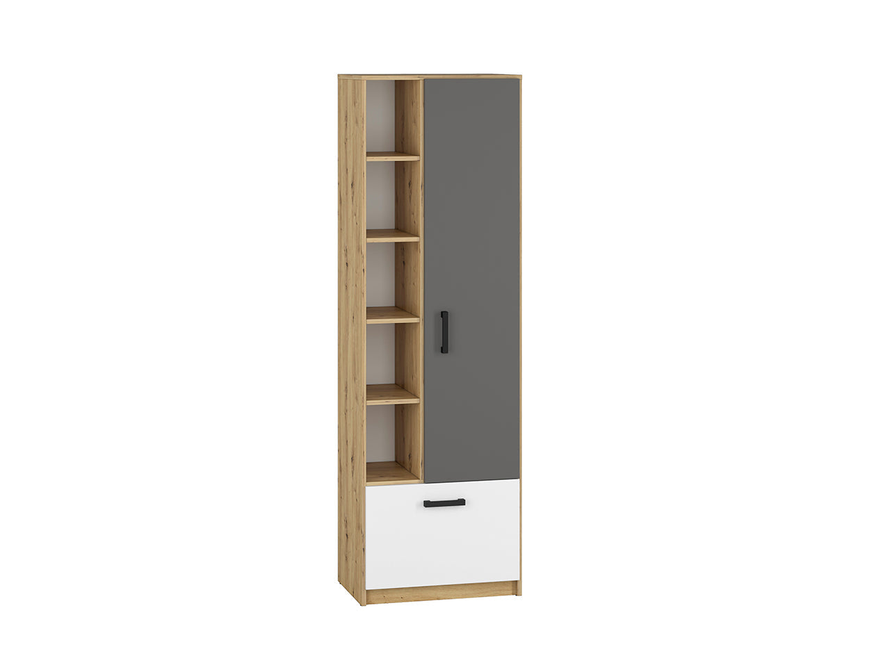 Armoire Moderne en Chêne Artisan et MDF Blanc + Anthracite avec Bordure ABS - Résistante à l'Humidité et aux Rayures - Decora Home