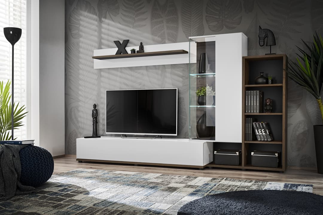 Composition TV SILK II 240cm — variante Blanche PEW SK2