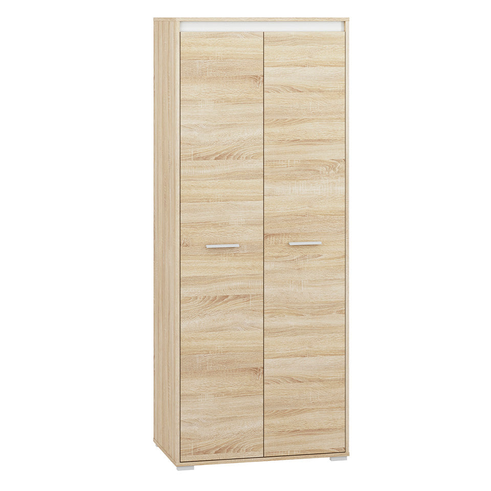 Armoire Dressing 2 Portes Sonoma Clair et Blanc – Rangement Moderne et Robuste|Offre Spéciale|Decora Home