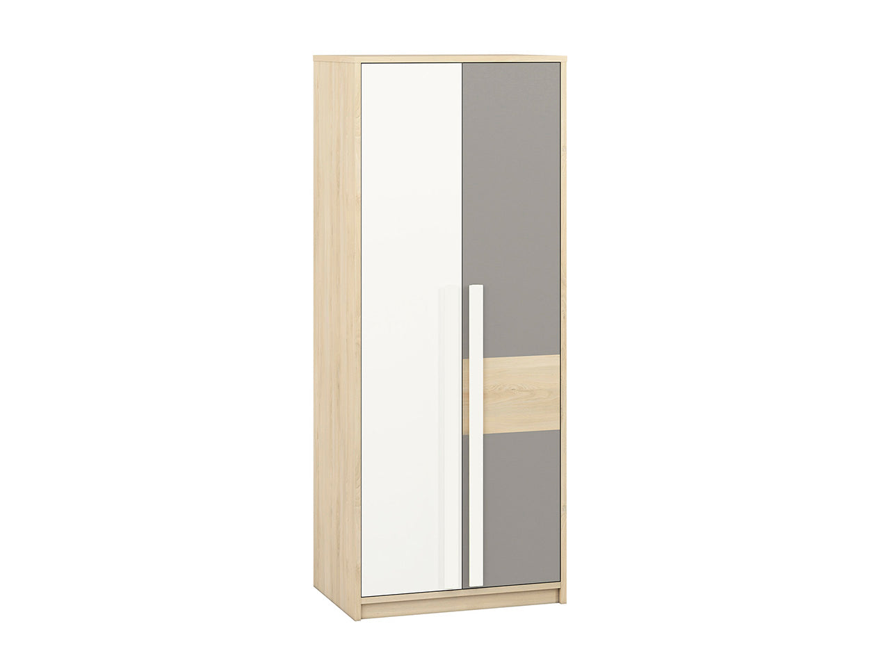 Armoire d'angle moderne Hêtre Fjord, Blanc & Gris Platine – Rangement optimisé avec bordure ABS, résistant à l'humidité et aux rayures|Offre Spéciale|Decora Home