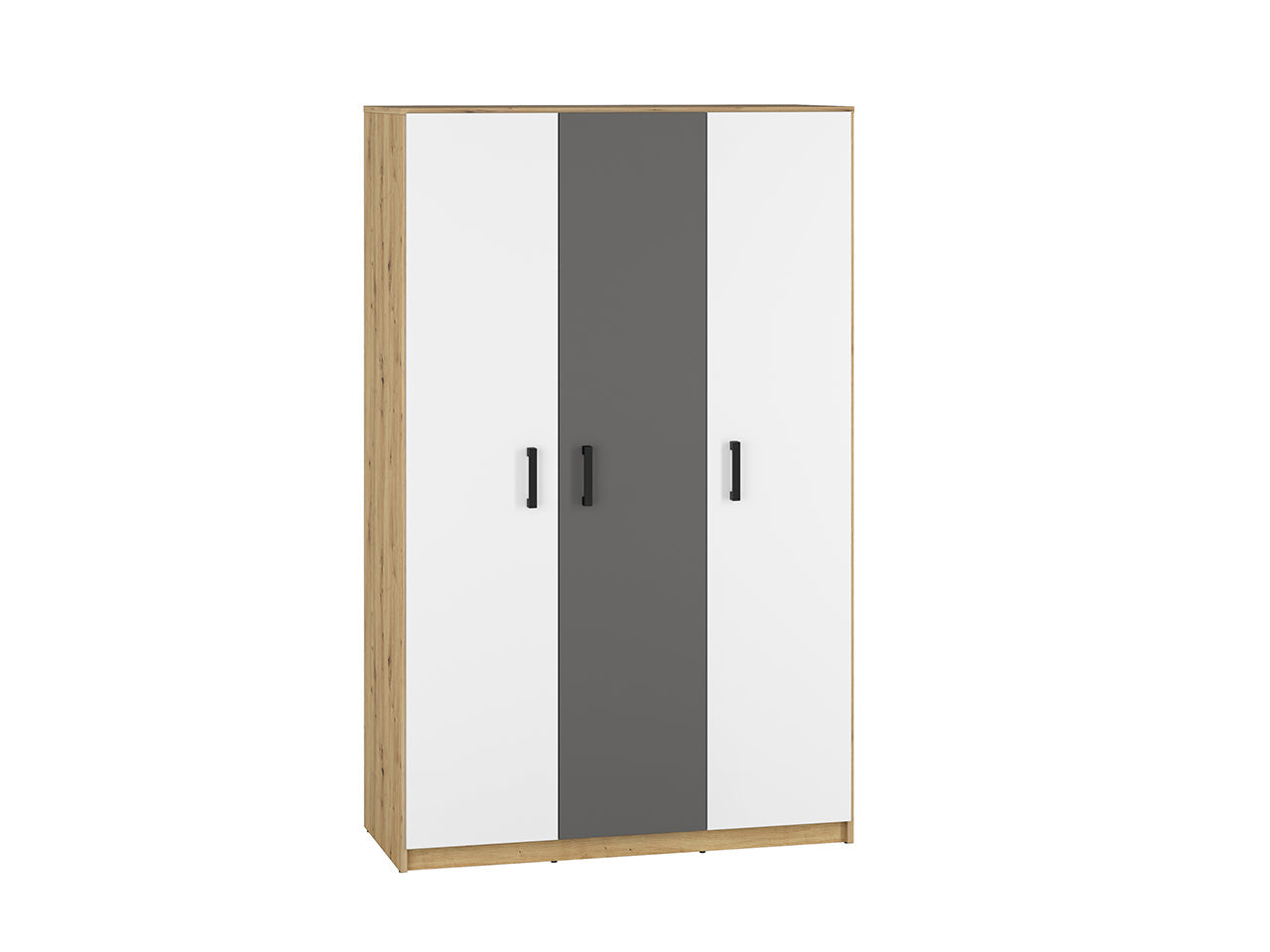 Armoire en Chêne Artisan et MDF Blanc + Anthracite avec Bordure ABS - Decora Home
