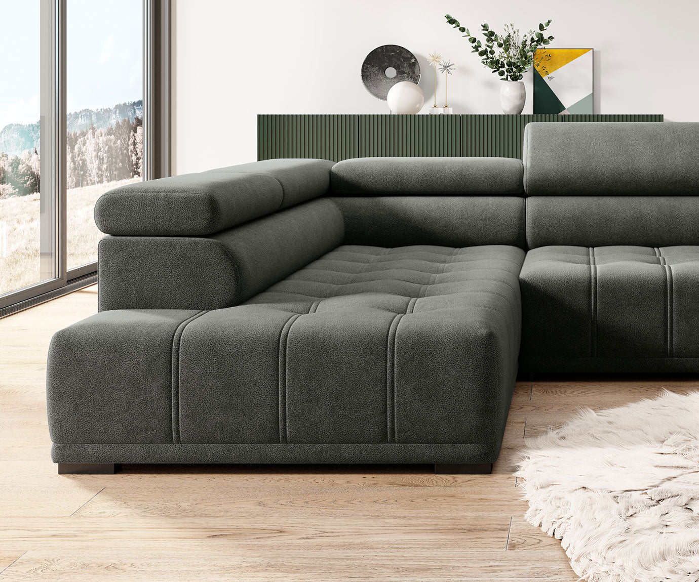 Canapé d’angle – Confort réglable électrique, design moderne et têtières ajustables - Decora Home