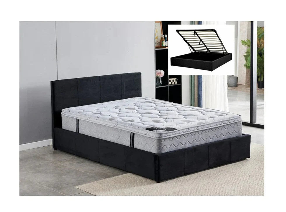 Lit Coffre en Velours – Design Élégant avec Rangement Pratique | 140x190 cm|Destockage|Decora Home
