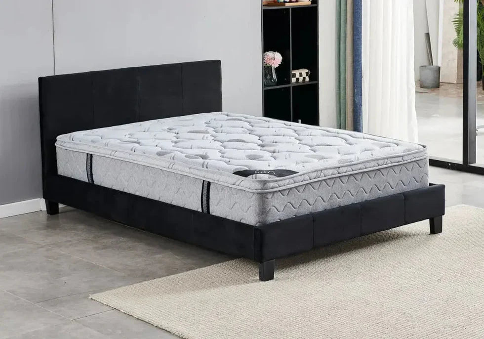 Lit Velours Bella 140x190 cm – Design Moderne et Élégant | Noir ou Taupe|Destockage|Decora Home