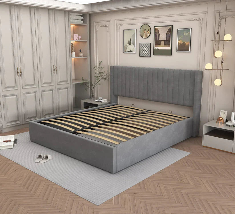 Lit Double Coffre AMÉLIA en Velours – Élégance, Confort et Rangement - Decora Home