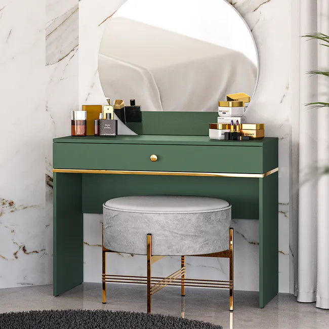 Table de Coiffure Élégante en Bleu Foncé et Labrador avec Bordure ABS   Durabilité et Design Moderne|Offre Limitée|Decora Home