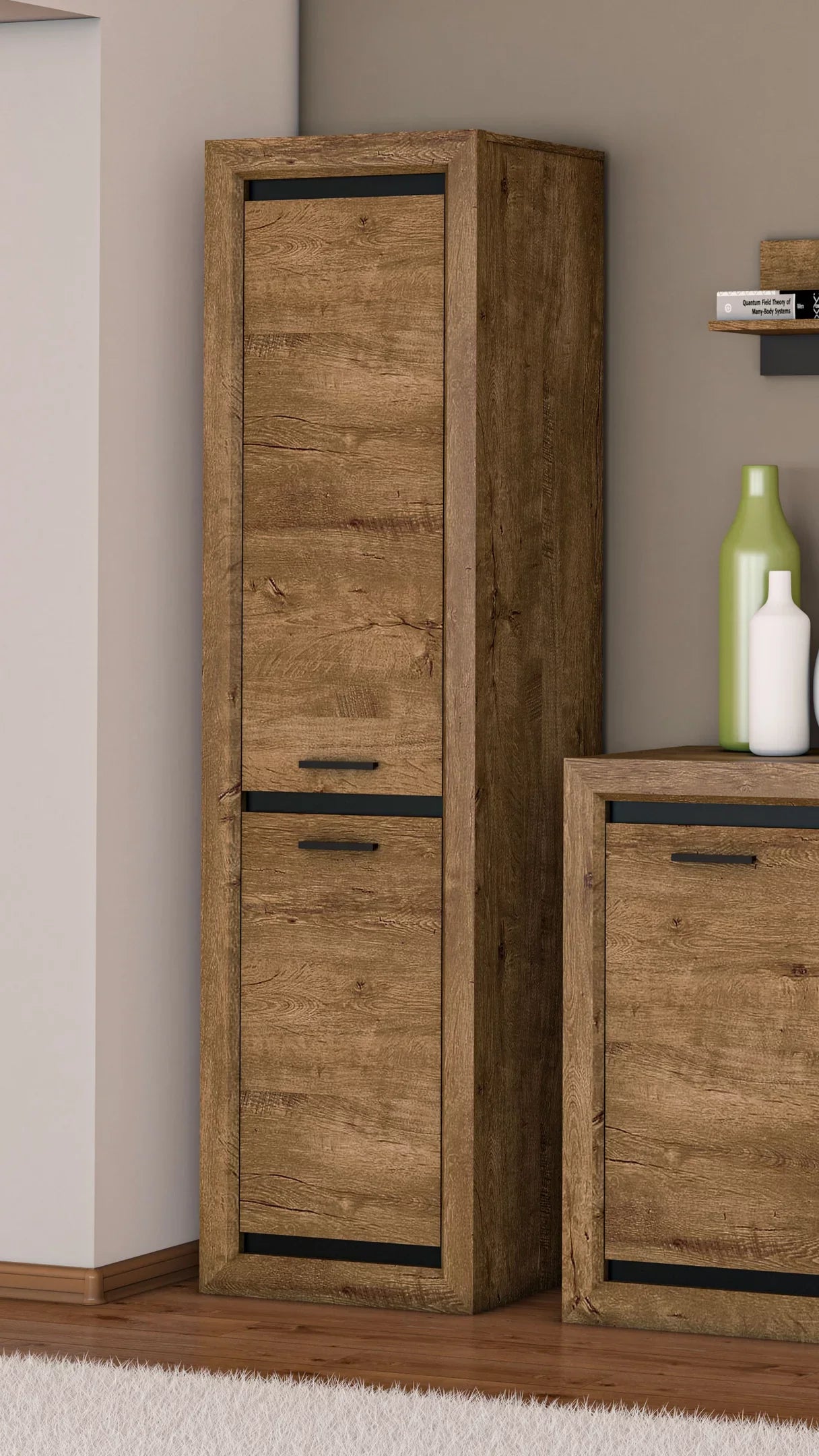 Chiffonnier Moderne en Chêne de Lefkas et Noir – Compact, Robuste et Élégant avec Montage Réversible - Decora Home