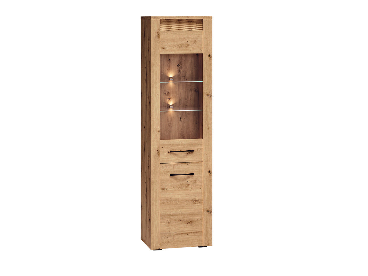 Vitrine Élégante en Chêne Artisanal avec Éclairage Optionnel et Assemblage Flexible|Offre Limitée|Decora Home
